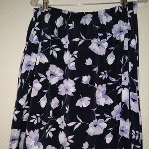midi skirt black with lavendar and white flowers 2X